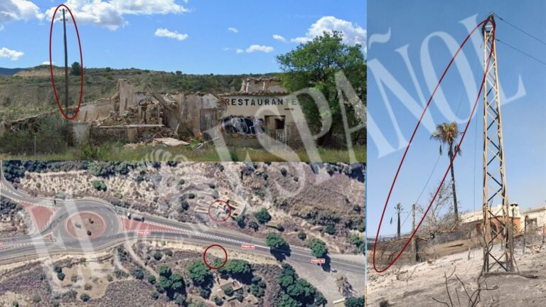 Un poste podrido que daba luz a un restaurante cerrado en 2009 fue el origen exacto del incendio de Almería: ¿Por qué no estaba cortada la corriente?