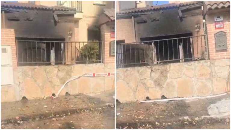 El vídeo de un vecino en Chapinería, uno de los pueblos evacuados en Madrid: calles vacías y una casa quemada